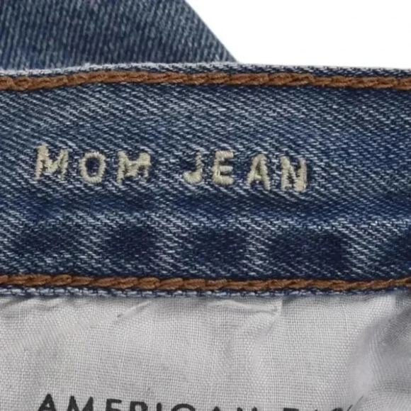 American Eagle Mom Jeans High Waisted Distressed Ripped Blue Size 00 - Picture 8 of 13